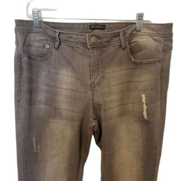 Metaphor Womens Size 14 Gray  Solid Slight Tattered Skinny Jeans - Picture 7 of 9